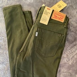 NWT Levis 720 HiRise SuperSkinny Olive 25x30 short